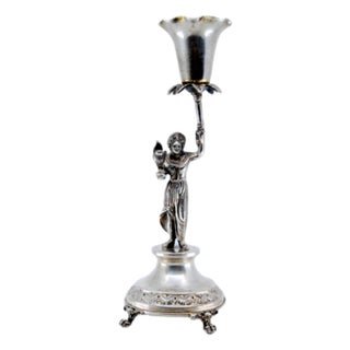 Silver Toothpick Holder with Lady For Sale
