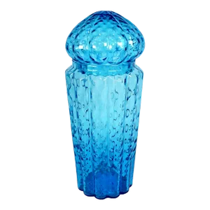 Empoli Ice Blue Optic Textured Handblown Apothecary Jar With Terrarium Lid