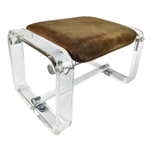 Vintage Lucite Stool Ottoman For Sale
