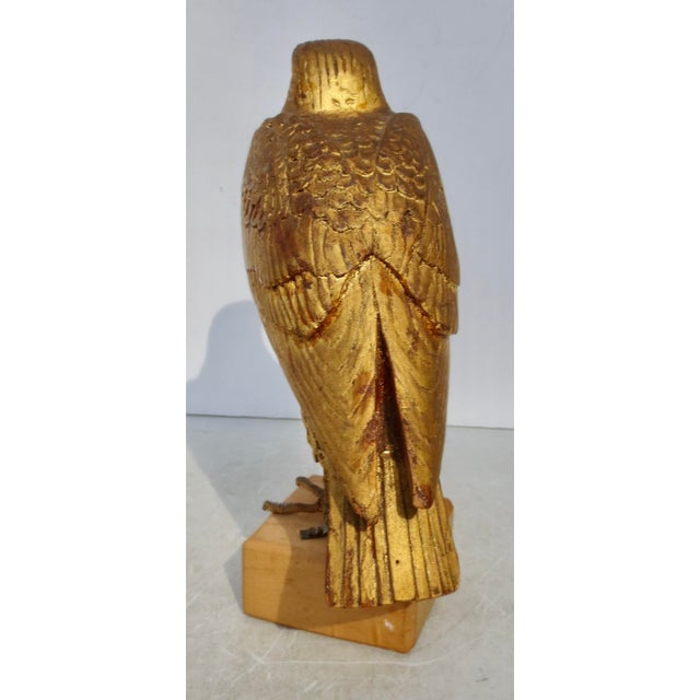 Figurative Egyptian Carved Gilt Wood Falcon Circa 1950s For Sale - Image 3 of 7