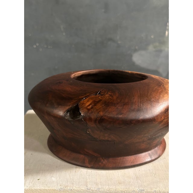 1990s Vintage Turned Walnut Vase Form Signed For Sale - Image 5 of 7