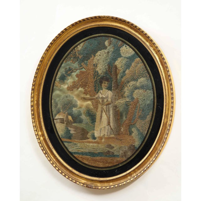Figurative Regency Stumpwork Oval Picture For Sale - Image 3 of 13