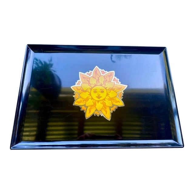Rare Vintage Couroc Sunburst Face Tray – Bohemian Hollywood Regency For Sale
