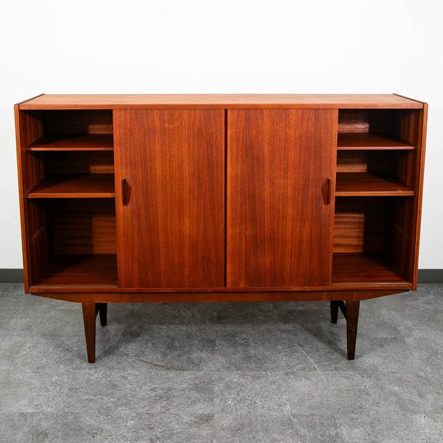 Mid-Century Modern Mid Century Danish Modern Credenza Highboard Bar Sideboard Denmark Teak Drawers For Sale - Image 3 of 12