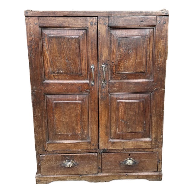 Reclaimed Teak Cabinet With 2 Drawers For Sale
