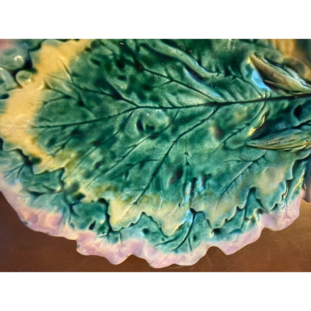 Antique Etruscan Majolica Leaf Bowl, C 1879-1892 For Sale - Image 4 of 7