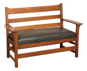 L. & J.G. Stickley Antique Mission Oak and Leather Settee