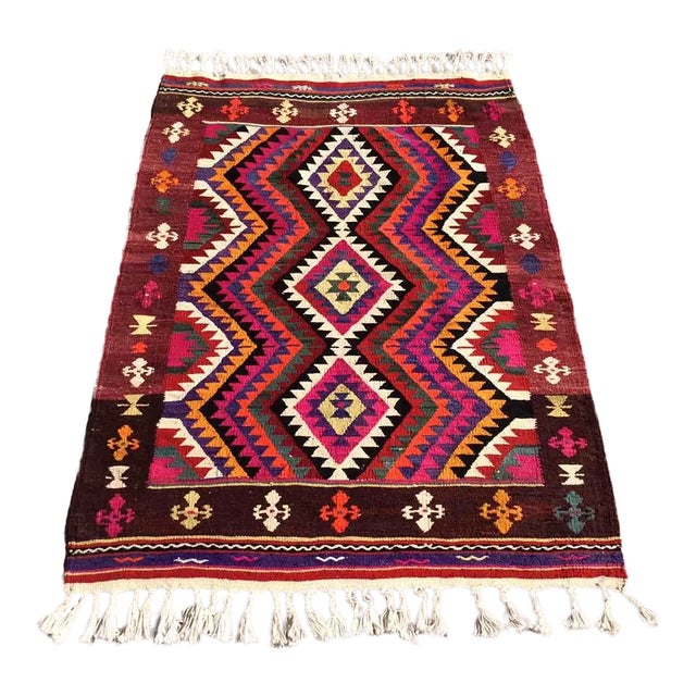 Vintage Mini Kilim - 42" X 57.5" For Sale