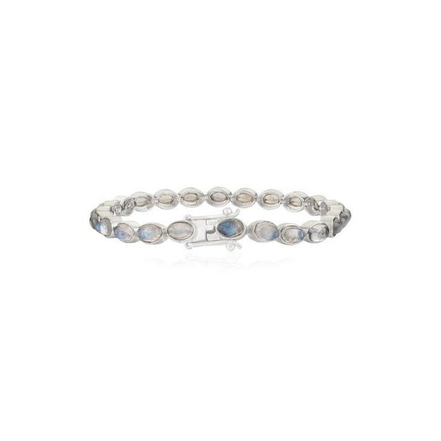 Metal Caratandher 14.55ct Natural Moonstone Handcrafted Tennis Bracelet for Solid Silver For Sale - Image 7 of 11