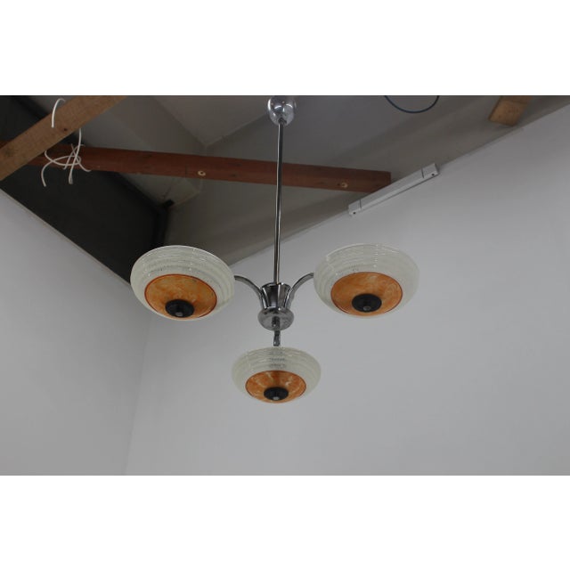 Art Deco Chrome Chandelier from Napako, 1930s For Sale - Image 4 of 7