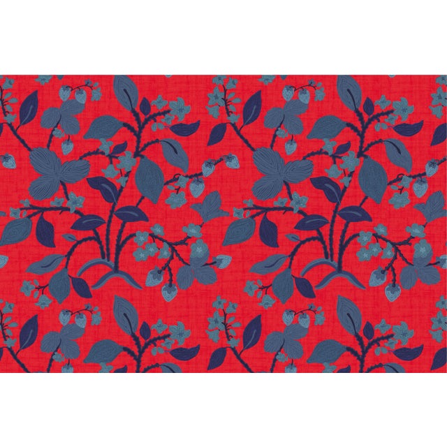 Strawberry Hill Deep Red Fabric Sample For Sale