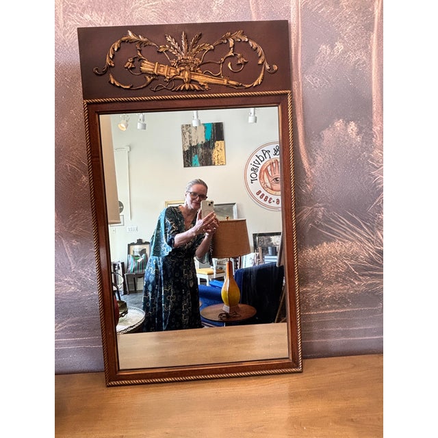Empire Style Mahogany Wall Mirror With Brass Ormolu Crest For Sale - Image 4 of 5
