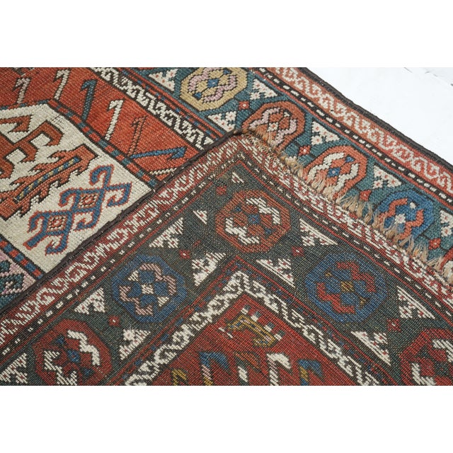 Antique Kazak Rug 4' X 9'5'' For Sale - Image 9 of 9