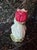 Art Nouveau Vintage Henriksen Imports Hand-Painted Majolica Style Ceramic Frog & Tulip Candlestick Holder For Sale - Image 3 of 7