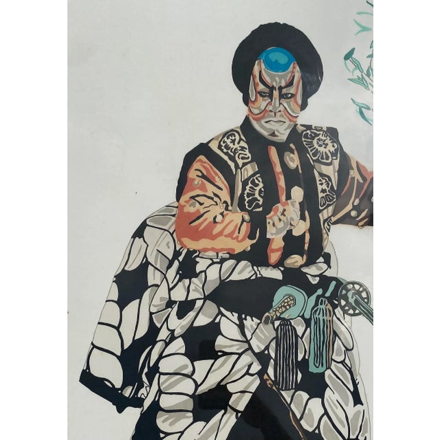 Color Lithograph of Japanese Kabuki Theater Figure, Pencil Signed and Numbered Offered for sale is a color lithograph of a...