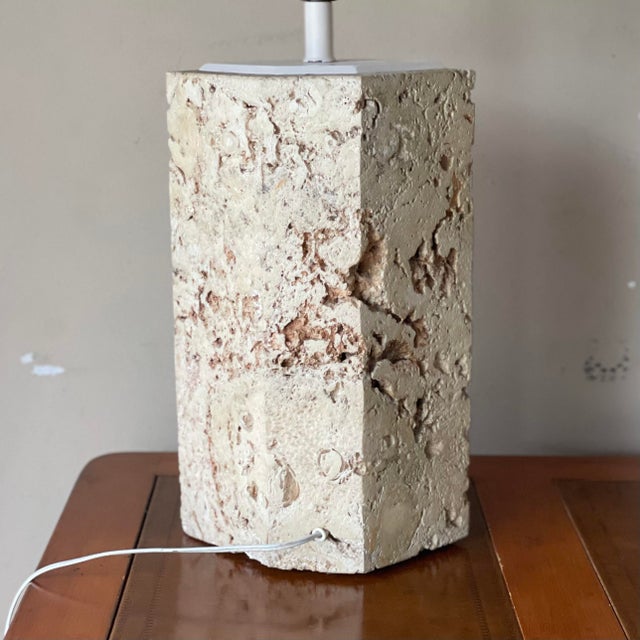 Postmodern Vintage 1980s Coastal Coral Stone Table Lamp For Sale - Image 3 of 9