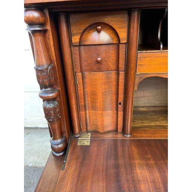 Victorian Early 20th Century Antique Chippendale Style Walnut Secretary Desk. For Sale - Image 3 of 11
