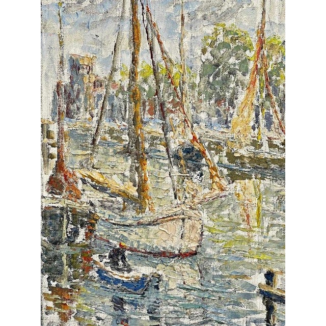 1920s Fernand Laval, Dutch Port, 1922, Oil Painting For Sale - Image 5 of 12