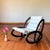 Mid-Century Modern 1990s Gae Aulenti Inspired Dark Wood Rocking Chair With Leather Cushion For Sale - Image 3 of 10