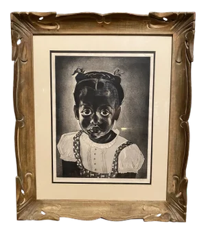 Mid 20th Century Portrait of a Child Lithograph by Loraine Moore, Framed