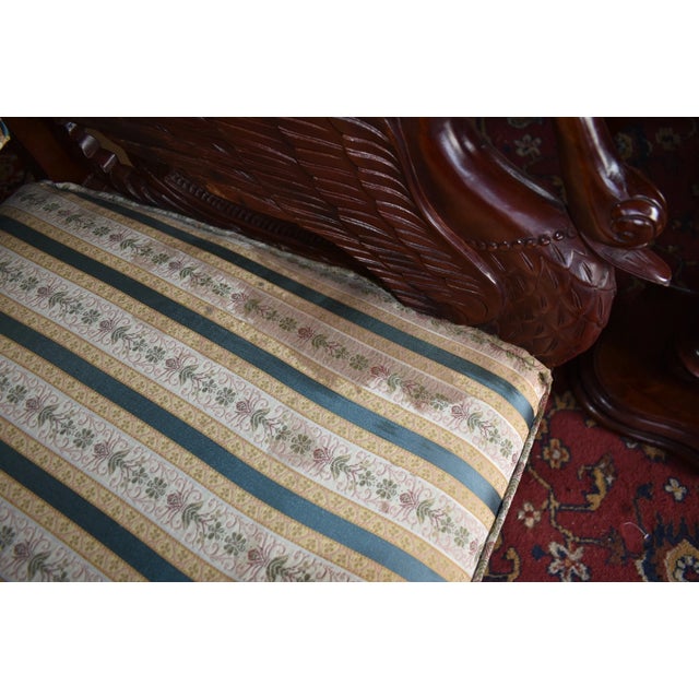 Vintage Carved Dining Set Table 4 Chairs Glass Top, Koi/Fish Swan Carved Dining Set Table- Set of 6 For Sale - Image 12 of 12