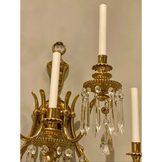 Traditional Vintage 5-Light Bronze & Crystal | Chandelier -Style Wall Sconce For Sale - Image 3 of 6