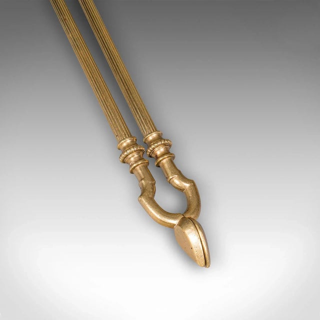 Antique Fireplace Tool Suite, English, Brass, Shovel, Poker, Tongs, Victorian For Sale - Image 6 of 12