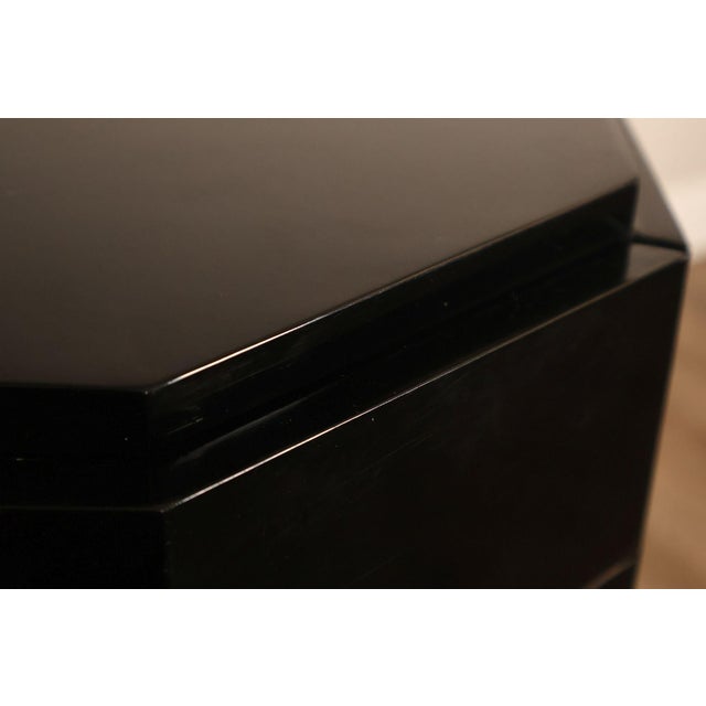 Maitland Smith Black Lacquered Octagonal Jewelry or Lingerie Chest Chest For Sale - Image 12 of 18