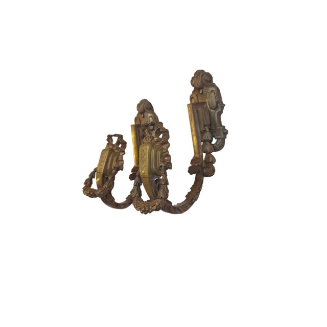 Pair of vintage French bronze empire curtian ties. Very heavy