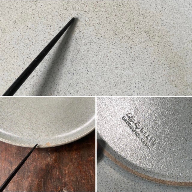 Edith Heath Mid 20th Century Mid Century Modern Pale Blue Speckled Edith Heath Ceramics10.5” Dinner Plates - Set of Fourteen(14) For Sale - Image 4 of 6