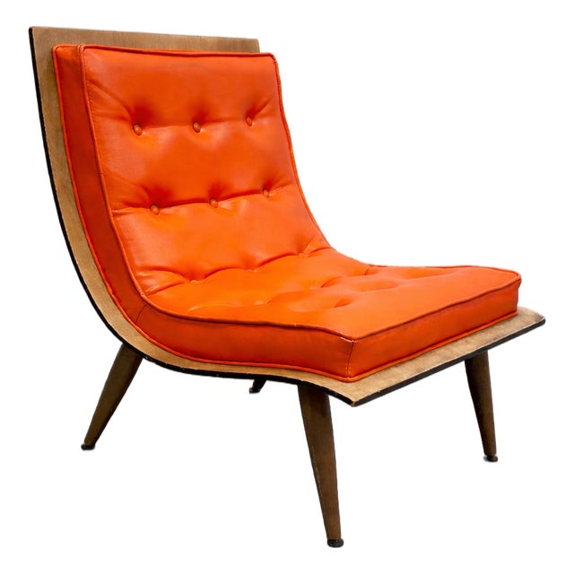 Mid Century Modern Scoop Lounge Chair by Carter Brothers | Orange Tufted Chair, C. 1950's For Sale