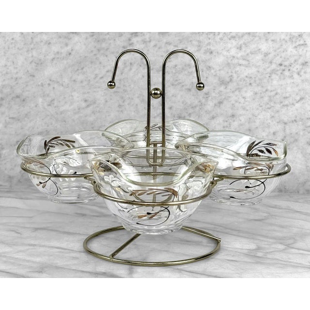 Art Deco Mid-Century Hollywood Regency Lazy Susan Glass Bowl Serving Platter For Sale - Image 3 of 7