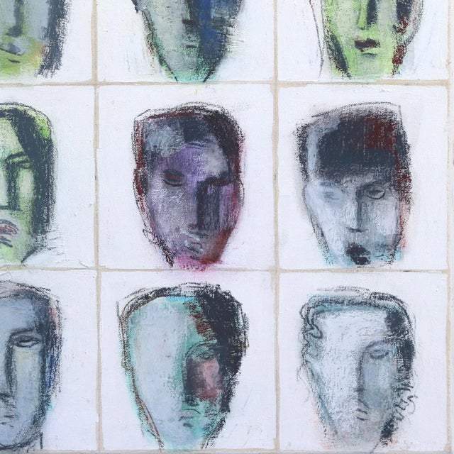 2010s Original Oil and Mixed Media Painting on Canvas "Faces 43 (Kopfbild 43)" by Bernhard Zimmer For Sale - Image 5 of 9