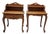 Mid 20th Century Pair of French Provincial Louis XV Style Bedside Tables With Carved Aprons & Gallery Backs For Sale