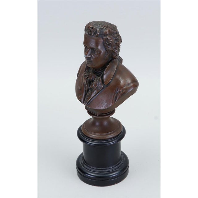 French Classical 19th-Century French Patinated Bronze Bust of Wolfgang Amadeus Mozart For Sale - Image 3 of 5