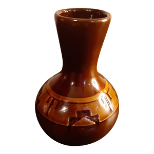 1980s Signed Glazed Sioux Pottery Bud Vase