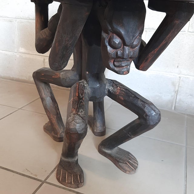 Black African Table in Carved Wood with Tribal Sculpture For Sale - Image 8 of 16