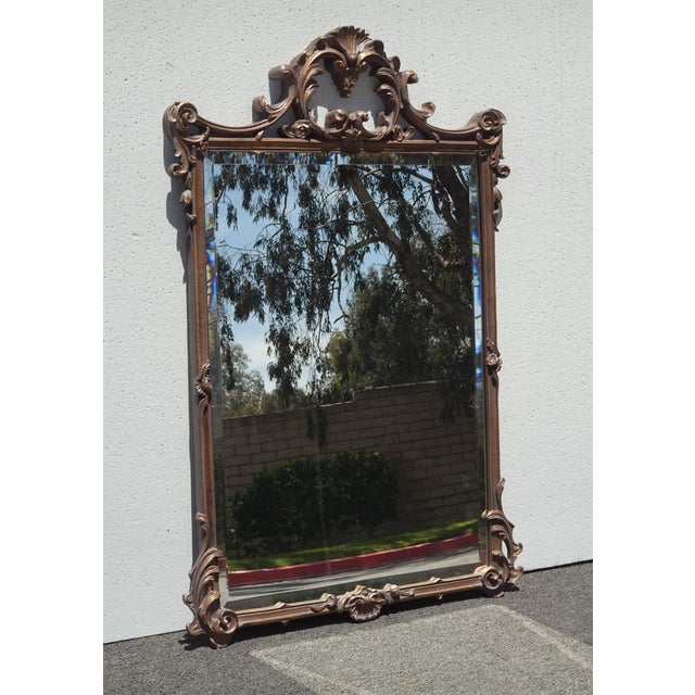 French Pair of Vintge French Louis XVI Style Ornate Wall Mantle Mirrors For Sale - Image 3 of 15