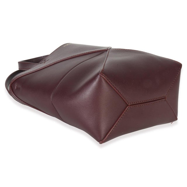 Animal Skin Burgundy Calfskin Mini Puzzle Fold Tote For Sale - Image 7 of 7