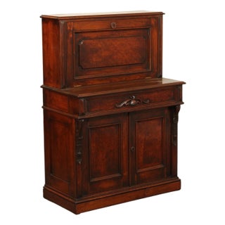 Antique Renaissance Revival Carved Walnut Drop-Front Desk For Sale