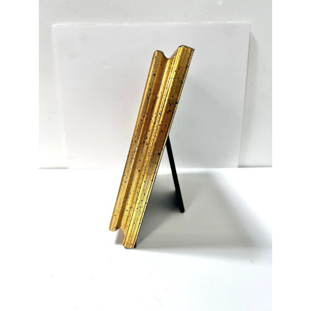Gold Gilt Leather Picture Frame – Italian Style Textured Frame, Vintage Wall Decor For Sale In Louisville - Image 6 of 7