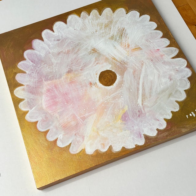 Mid-Century Modern Flower One. Painting by Robin Zingone. Acrylic on Canvas. For Sale - Image 3 of 3