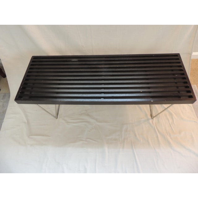 Mid Century-Modern Slatted Wood Bench in the Style of George Nelson For Sale In Tampa - Image 6 of 7