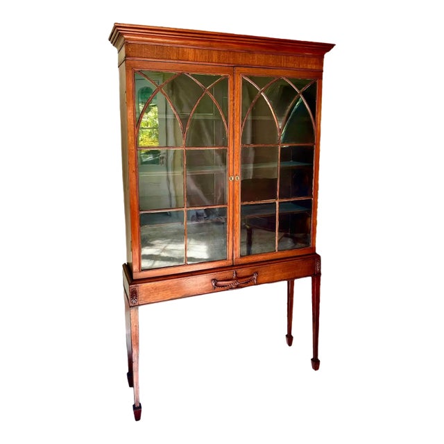 18th C. George III Vitrine With Ram's Head Carving For Sale