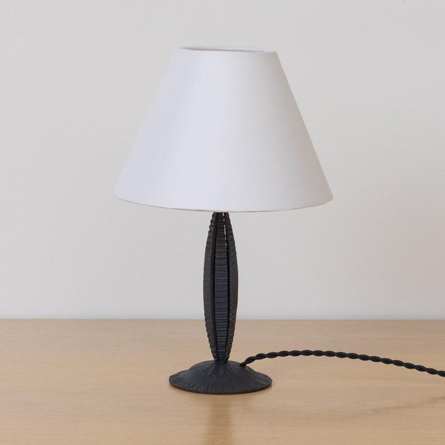 1920s 1920s Petite French Art Nouveau Iron Table Lamp For Sale - Image 5 of 11