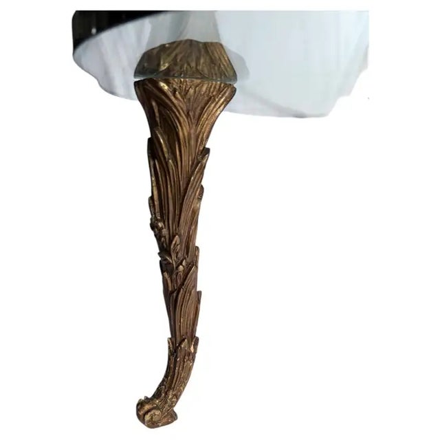 Gold Hollywood Palm Regency Giltwood and Glass Cocktail Table Maison Charles Style For Sale - Image 8 of 14