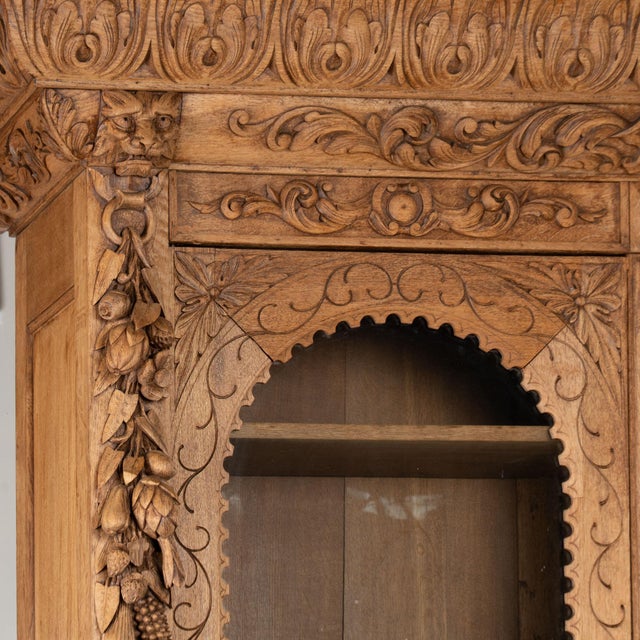 19th Century Tall French Bleached Carved Bookcase Display Cabinet For Sale - Image 4 of 17
