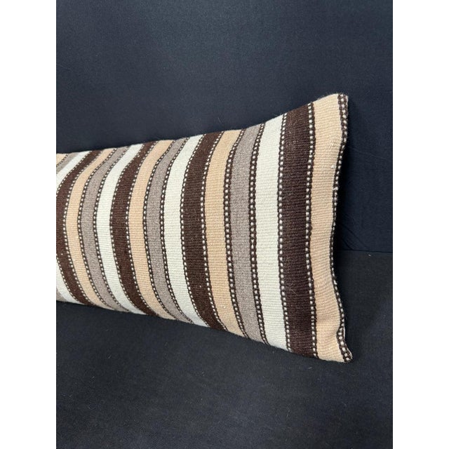 Turkish Hemp Pillow Cushion Natural Beige Brown Cushion Cover 14x45 For Sale - Image 4 of 4