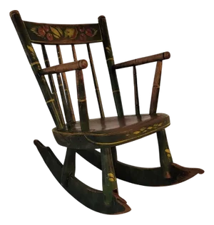 19thc Child's Green Rocking Chair Original Paint