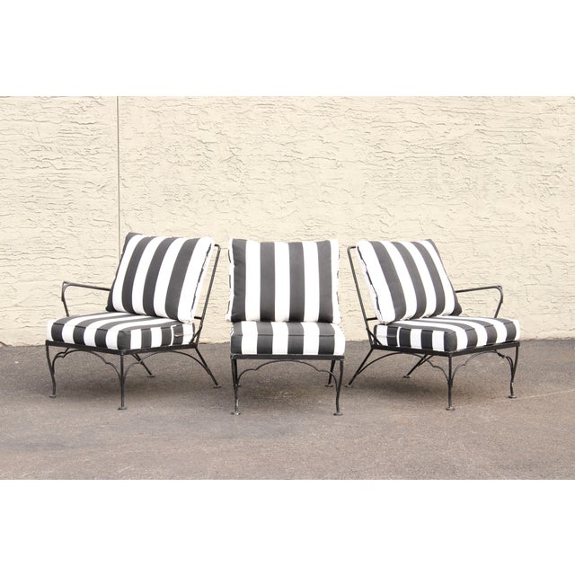 Traditional Vintage Wrought Iron Three-Piece Outdoor Garden Sofa For Sale - Image 3 of 11